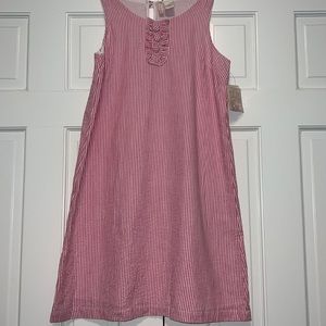 Girls Pink Seersucker Dress
